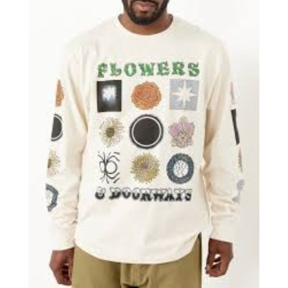 Story mfg. Grateful Tee LS Men's Large Organic Cotton Off-White